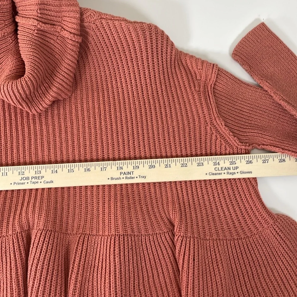 FREE PEOPLE Womens XS Dusty Rose Peplum Cowl Neck Sweater Boho Oversize Feminine